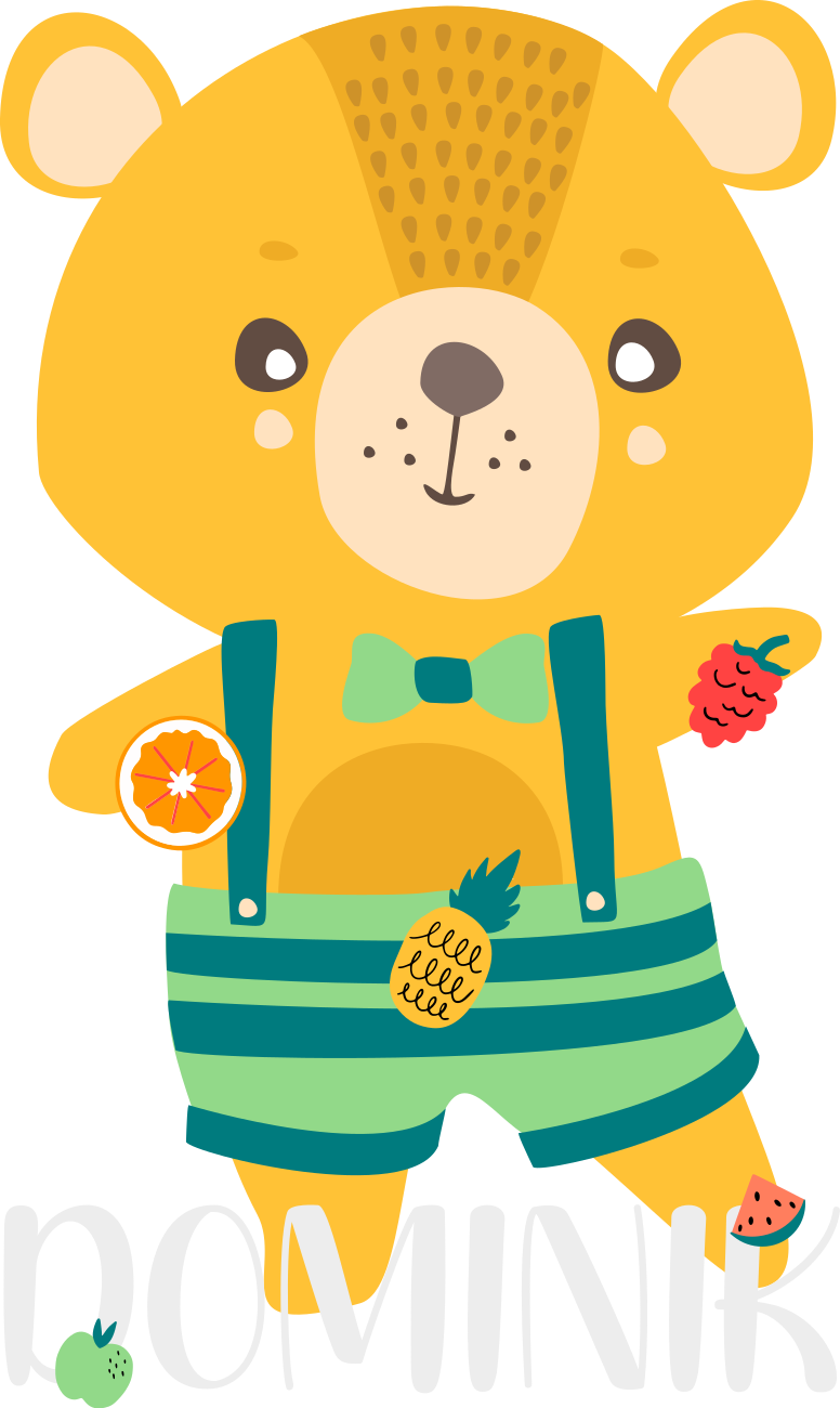 Nálepka na stenu plyšový macík s menom - Tenstickers