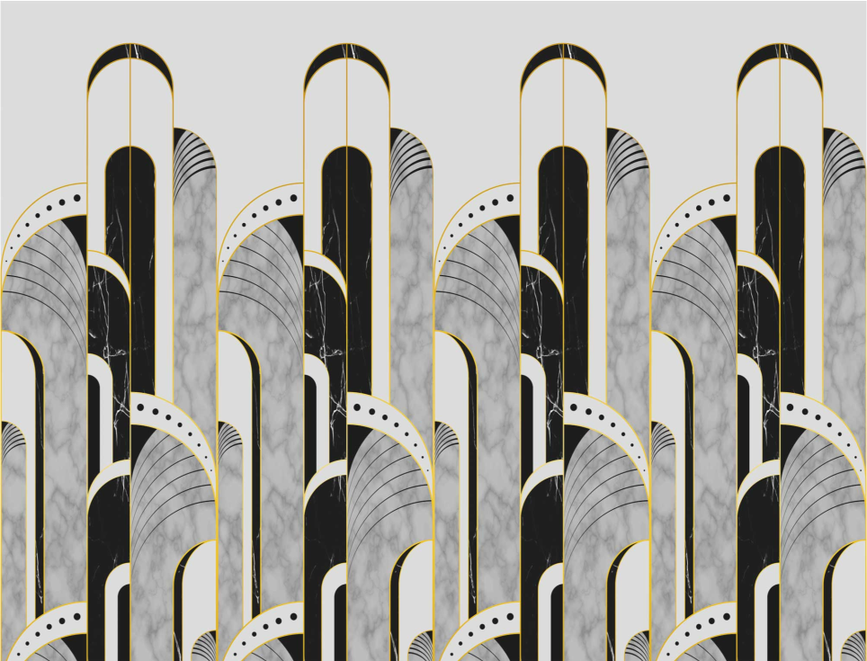 Sticker Meuble Art Déco motif gris et noir - TenStickers