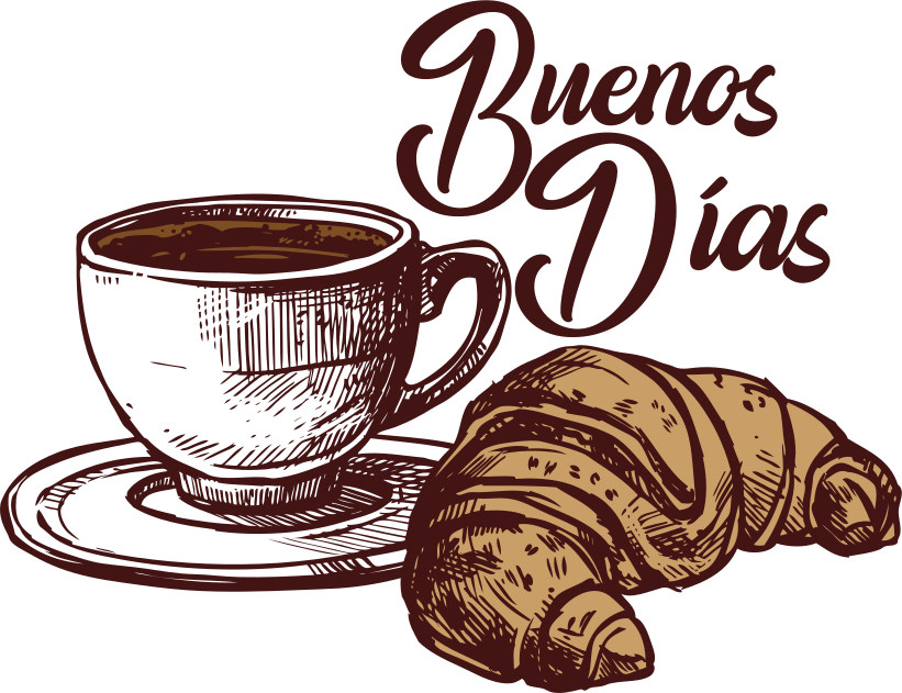 Vinilo para cocina café y croissant "Buenos días" - TenVinilo