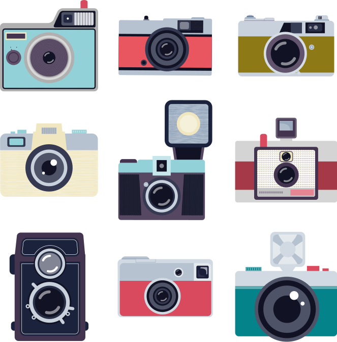 Vinilo pared dibujo cámaras - TenVinilo