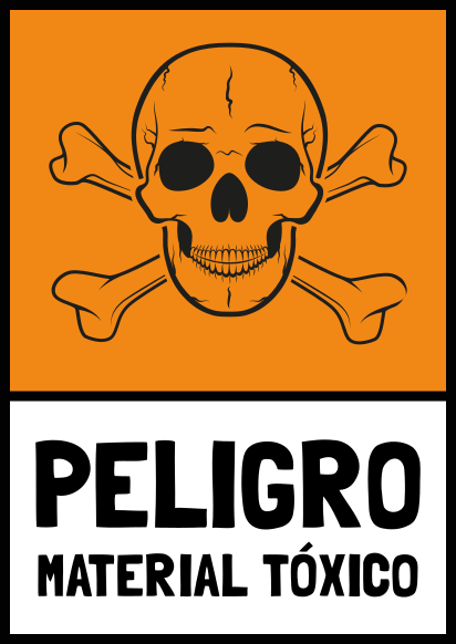 Señalética autoadhesiva peligro material tóxico - TenVinilo