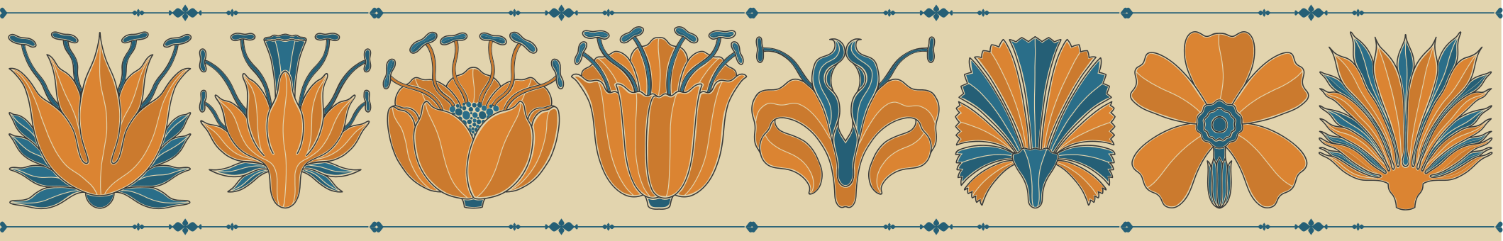 Modern style floral wall border sticker - TenStickers