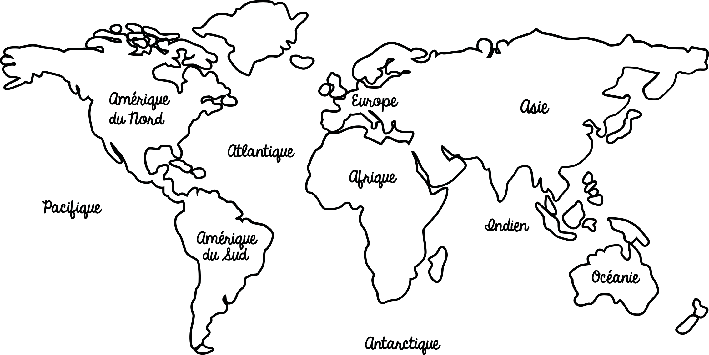 Sticker carte du monde lignes monochrome - TenStickers