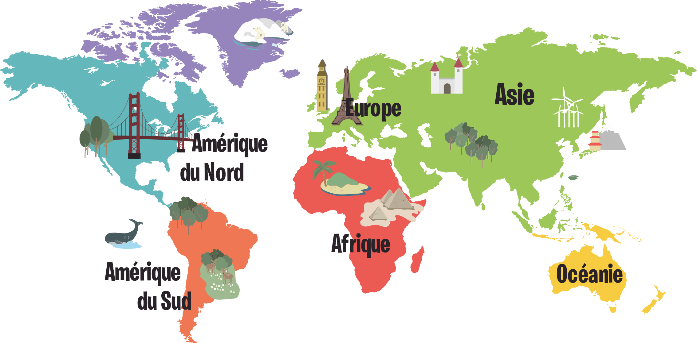 Sticker Carte du Monde colorée - TenStickers