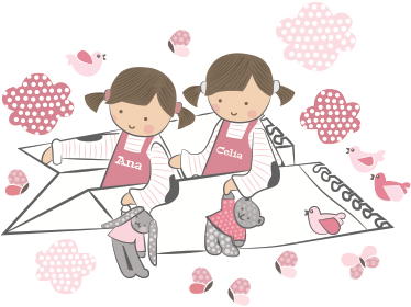 Two Girls Personalised Kids Wall Sticker - TenStickers