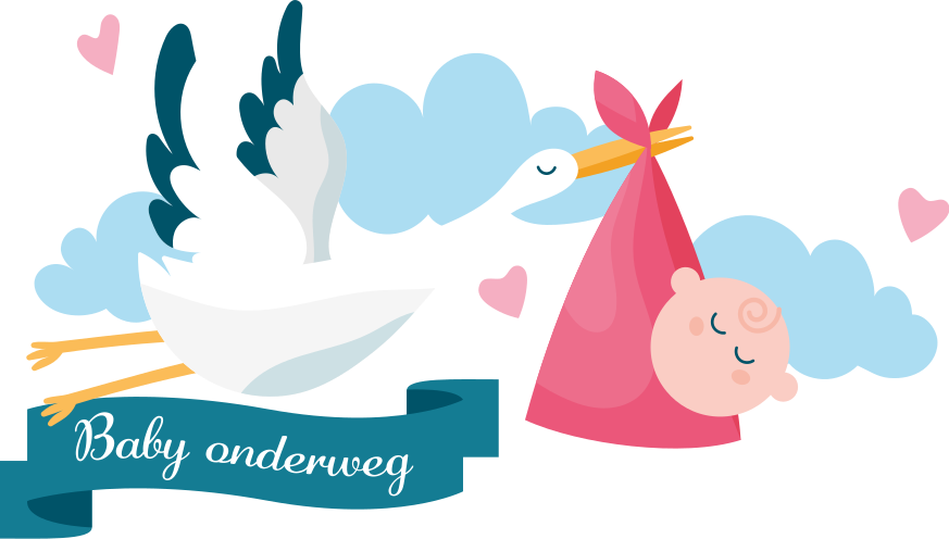 Raamsticker baby onderweg met ooievaar - TenStickers