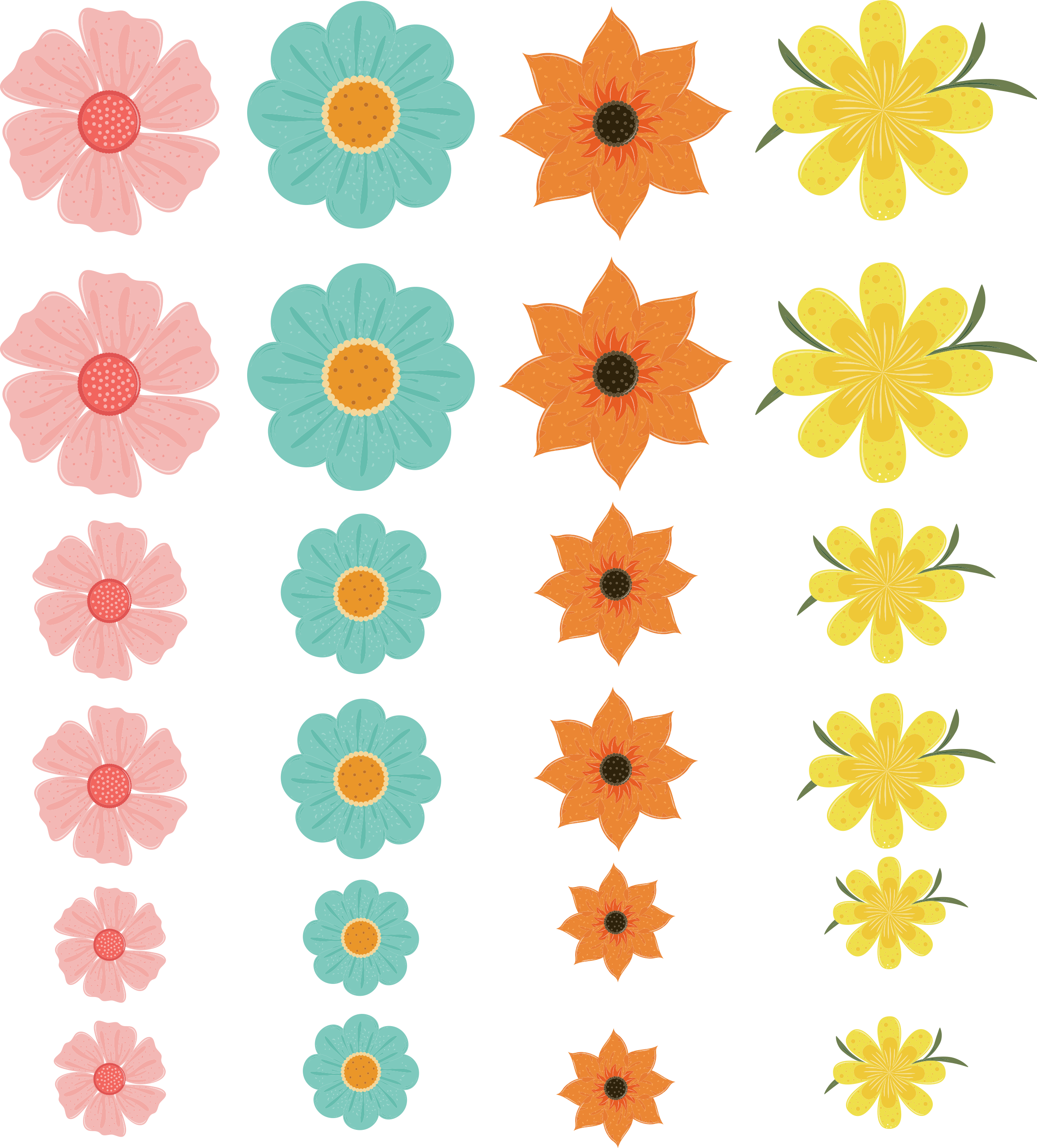 Camper sticker met gekleurde bloemen - TenStickers