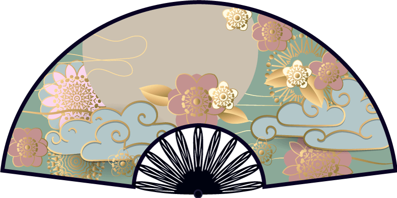 Oriental fan headboard decal - TenStickers