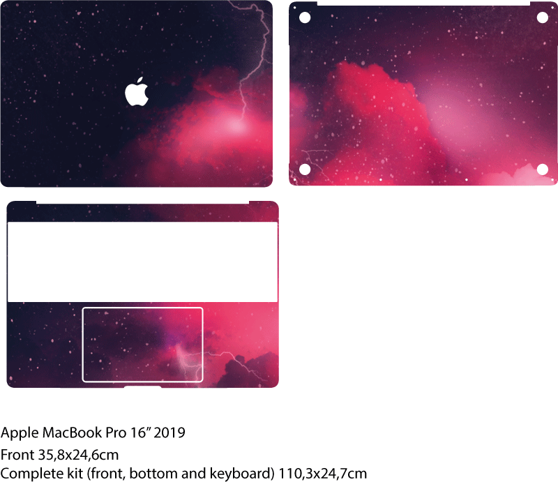 Vinilo macbook galaxia azul y rosado - TenVinilo