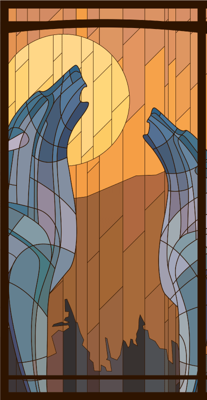 Vinilo ventana Diseño Vitral Lobos - TenVinilo