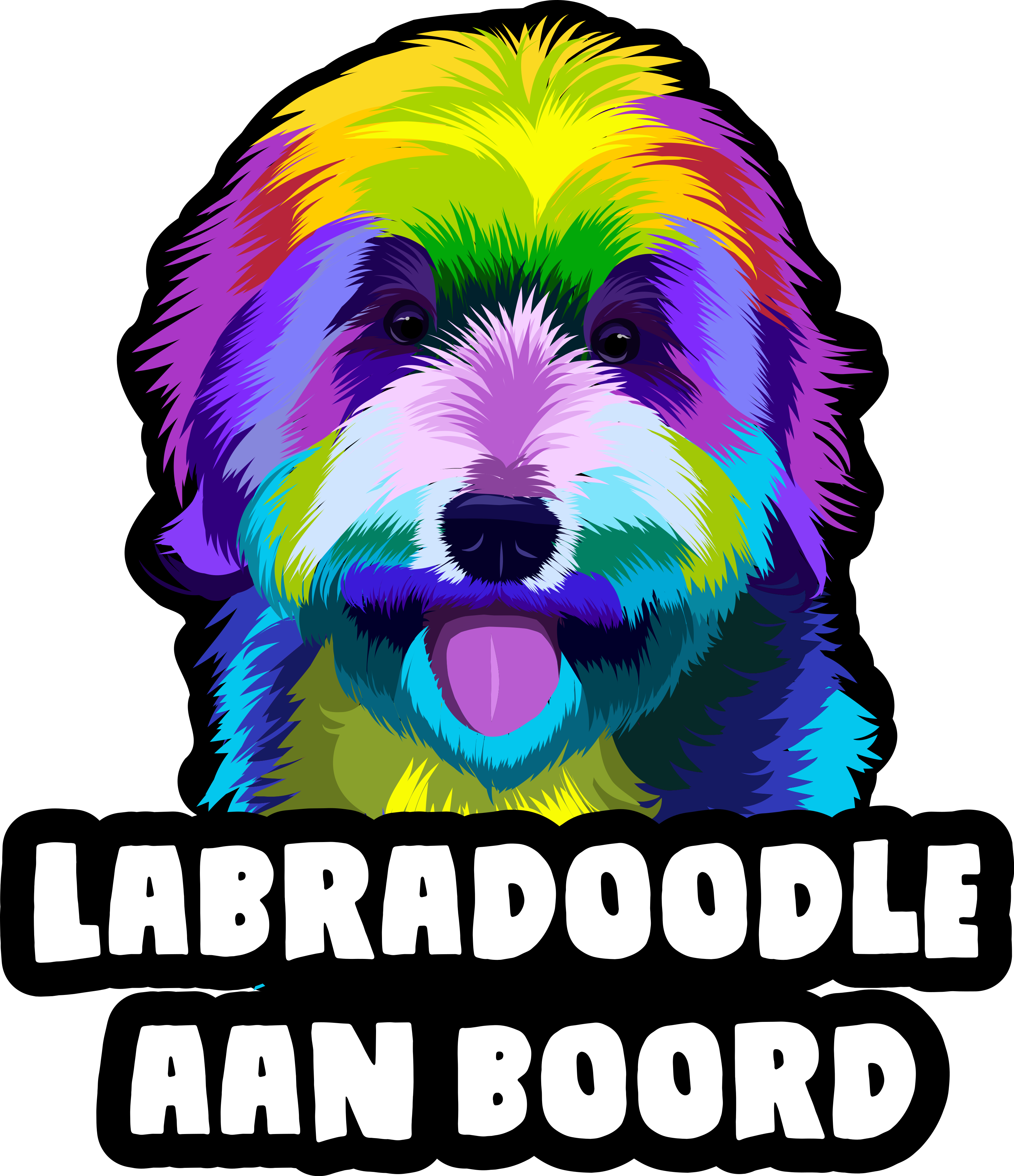 Kleurrijke labradoodle aanboord - TenStickers