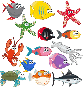 Sea Creatures Kids Stickers Tenstickers