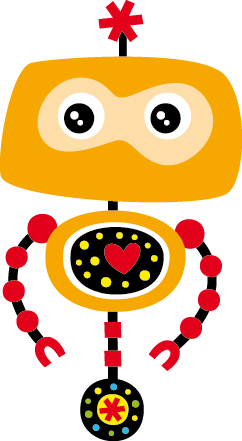 Yellow Robot Kids Sticker - TenStickers