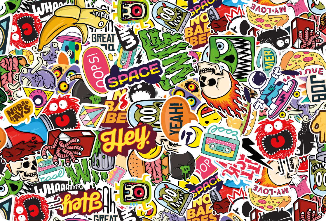 Laptop sticker bomb stijl - TenStickers