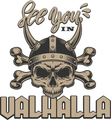 See you in Valhalla text sticker - TenStickers