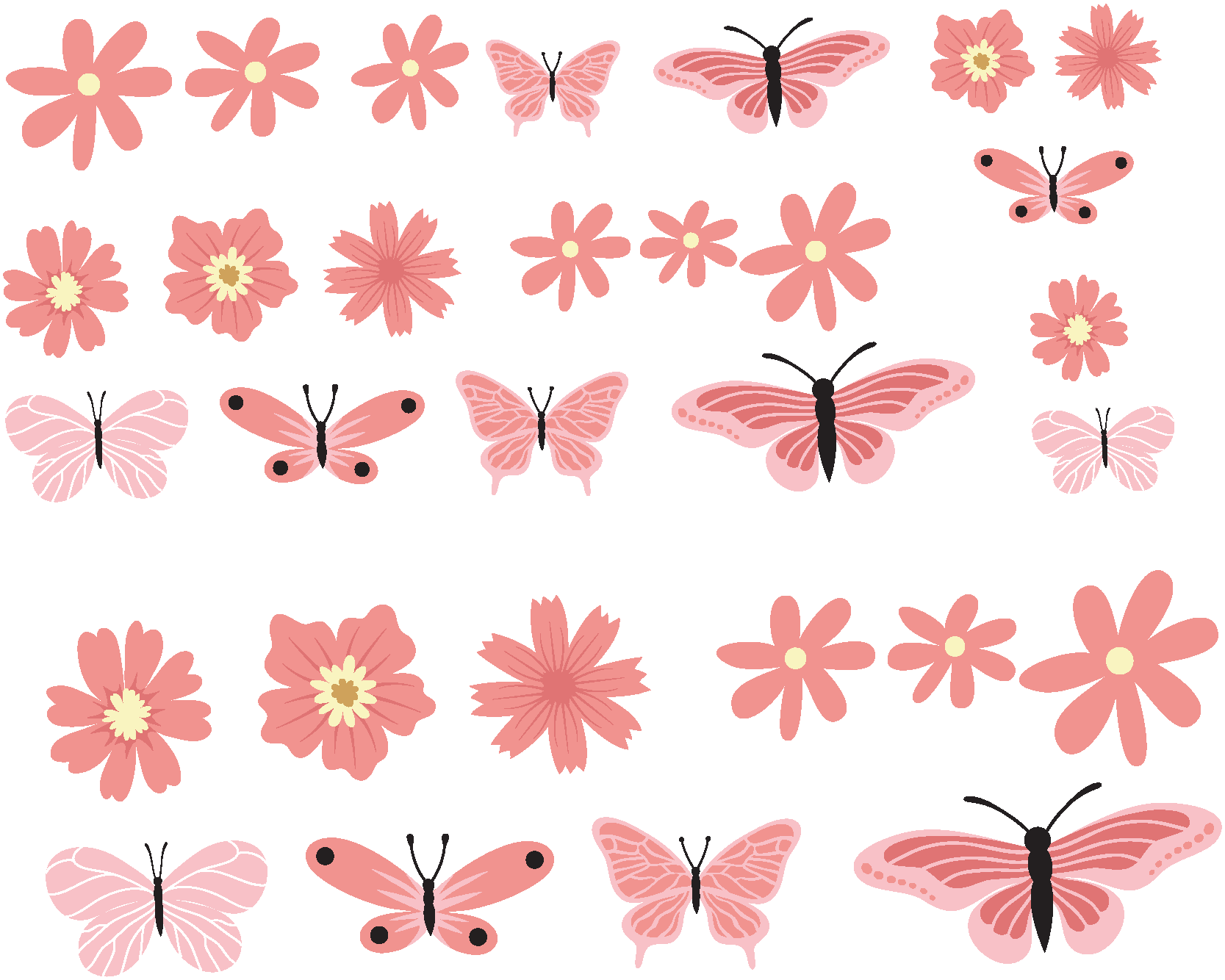 Fiets sticker met lente bloemen en vlinders - TenStickers