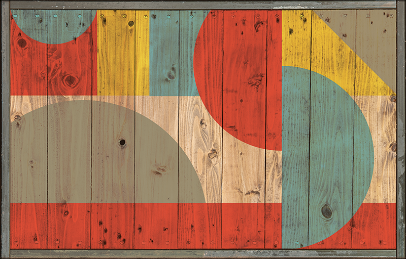 Möbelaufkleber Geometrie mit Holz - TenStickers