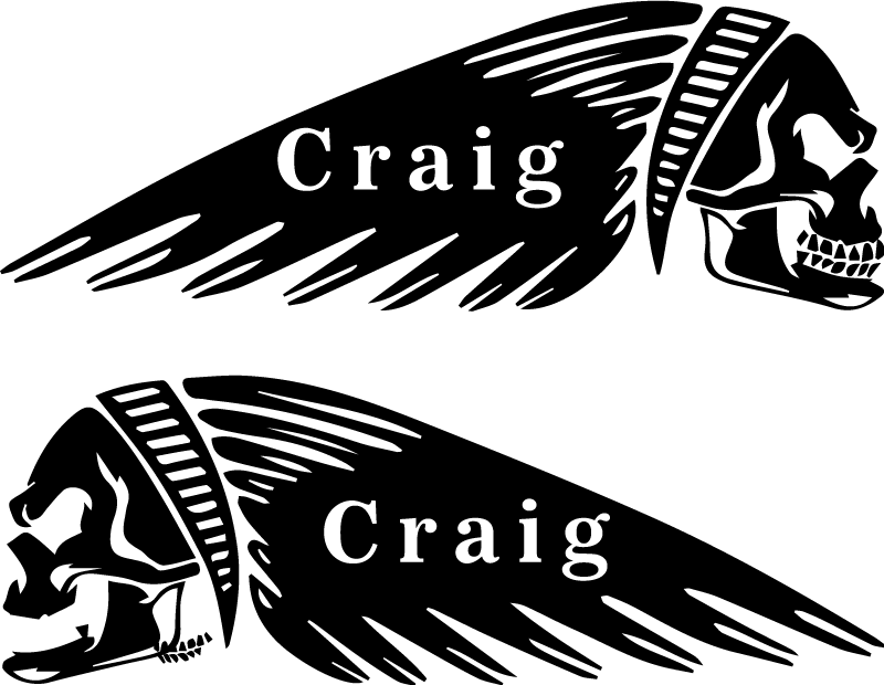 Customisable Skull Wing motorbike sticker - TenStickers