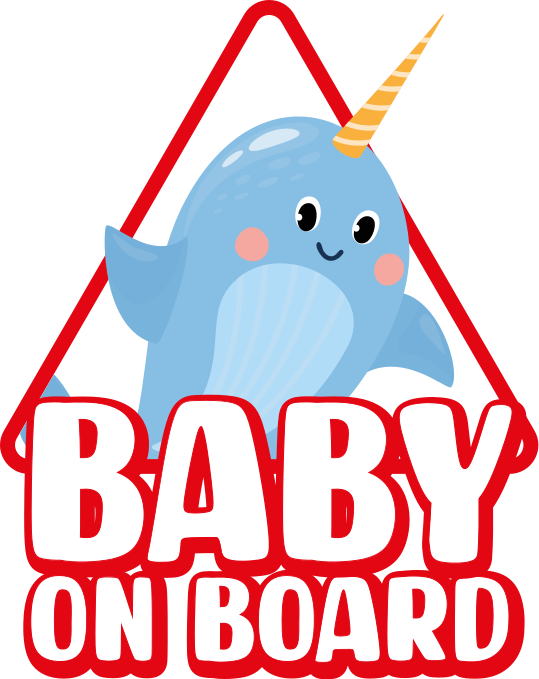 Narwhale baby on board sticker - TenStickers
