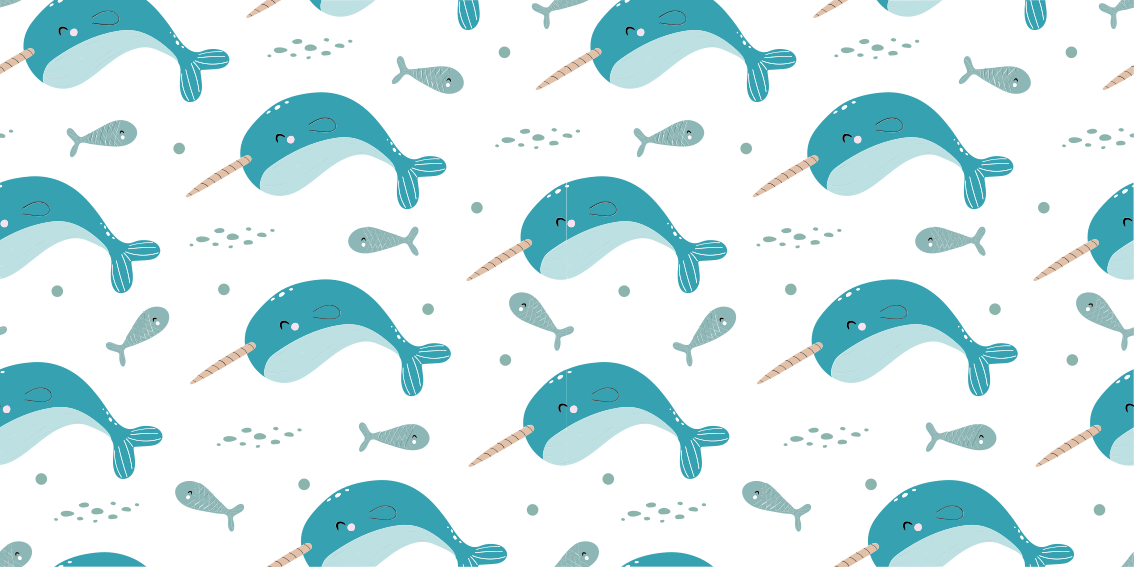 Narwhal pattern fish sticker - TenStickers