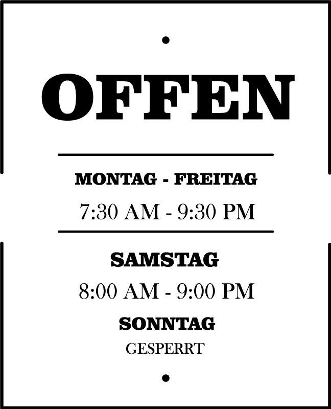 Schaufenster Aufkleber Öffnungszeiten - TenStickers