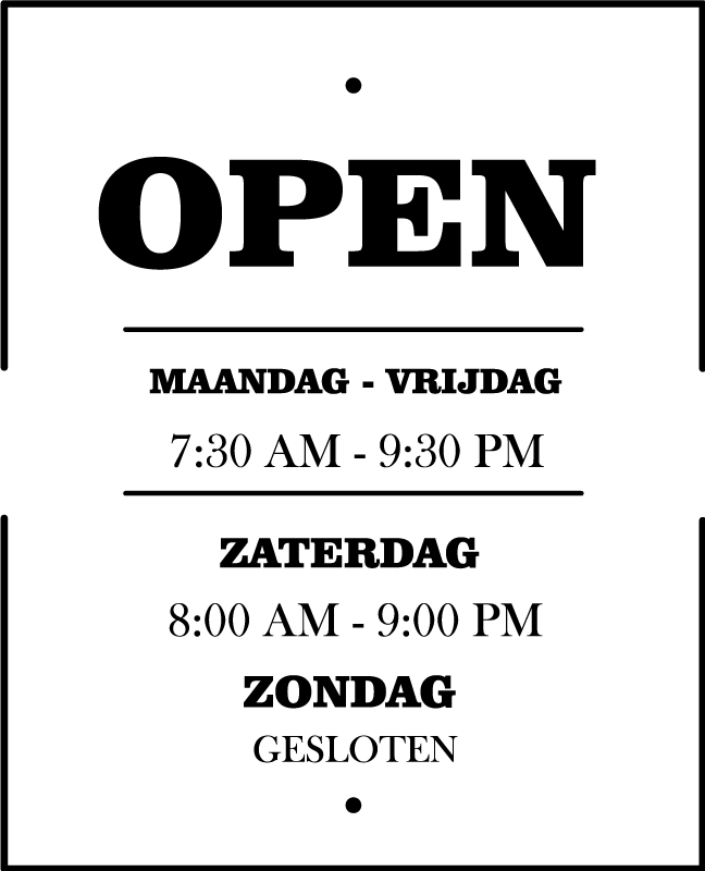 Etalage sticker openingstijd - TenStickers
