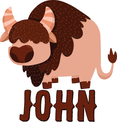 Buffalo with name cartoon sticker - TenStickers