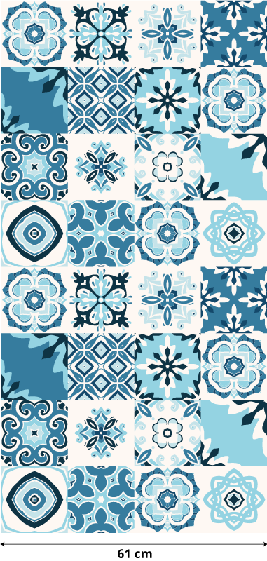 Autocollant meuble tuiles bleues - TenStickers