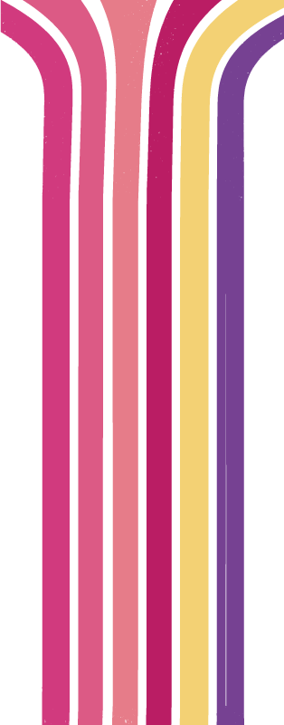 Roze retro golven muursticker - TenStickers