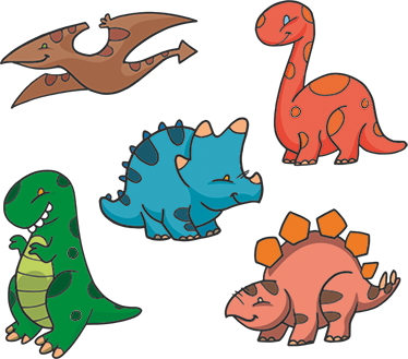 Pegatinas infantiles de dinosaurios variados - TenVinilo