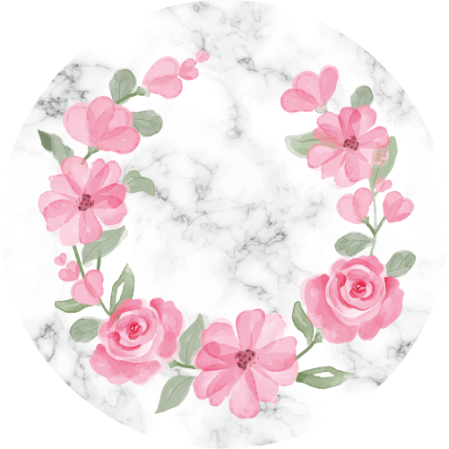 Sticker couronne de fleurs avec marbre - TenStickers