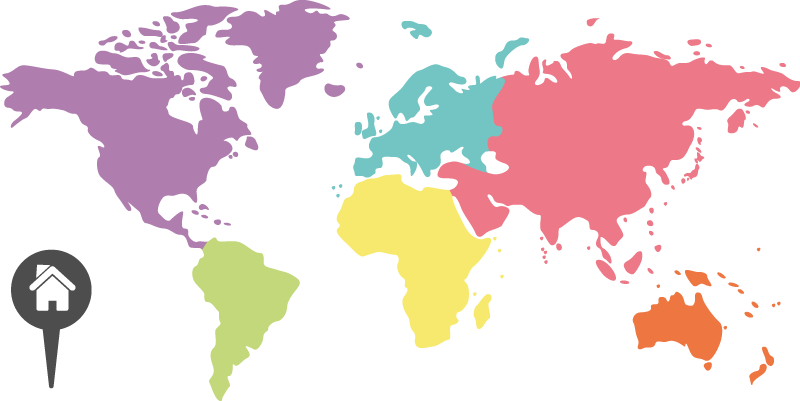 Vinilo pared mapamundi icono casa - TenVinilo