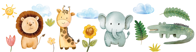 Cenefa adhesiva animales acuarela - TenVinilo