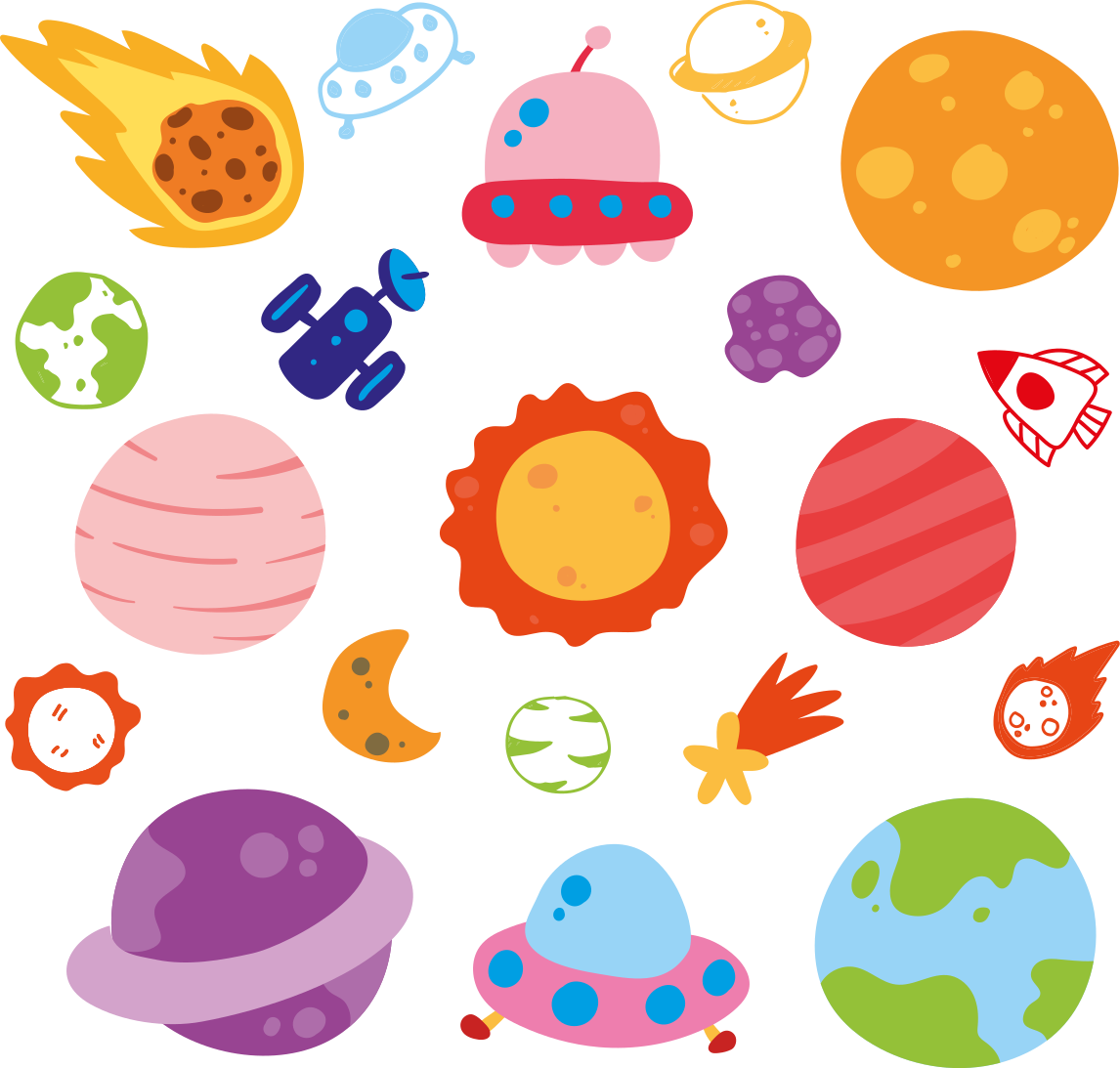 Space illustrations window stickers - TenStickers