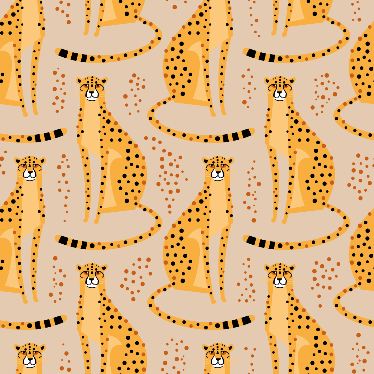 Leopard illustratie patroon Fietssticker - TenStickers