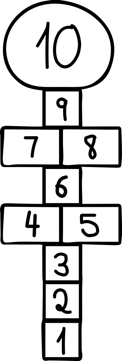 Hopscotch drawing:1. Start2. Hop on one foot to square two3. Hop  - TenStickers