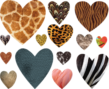nálepky srdce srdcia v zvieracom vzore - Tenstickers