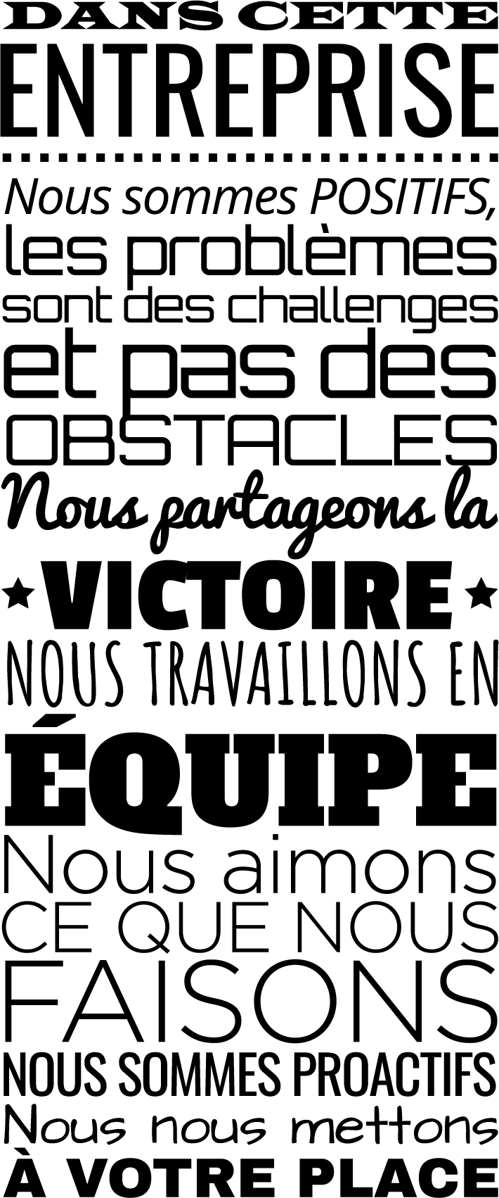 Sticker mural motivation Dans cette entreprise - TenStickers