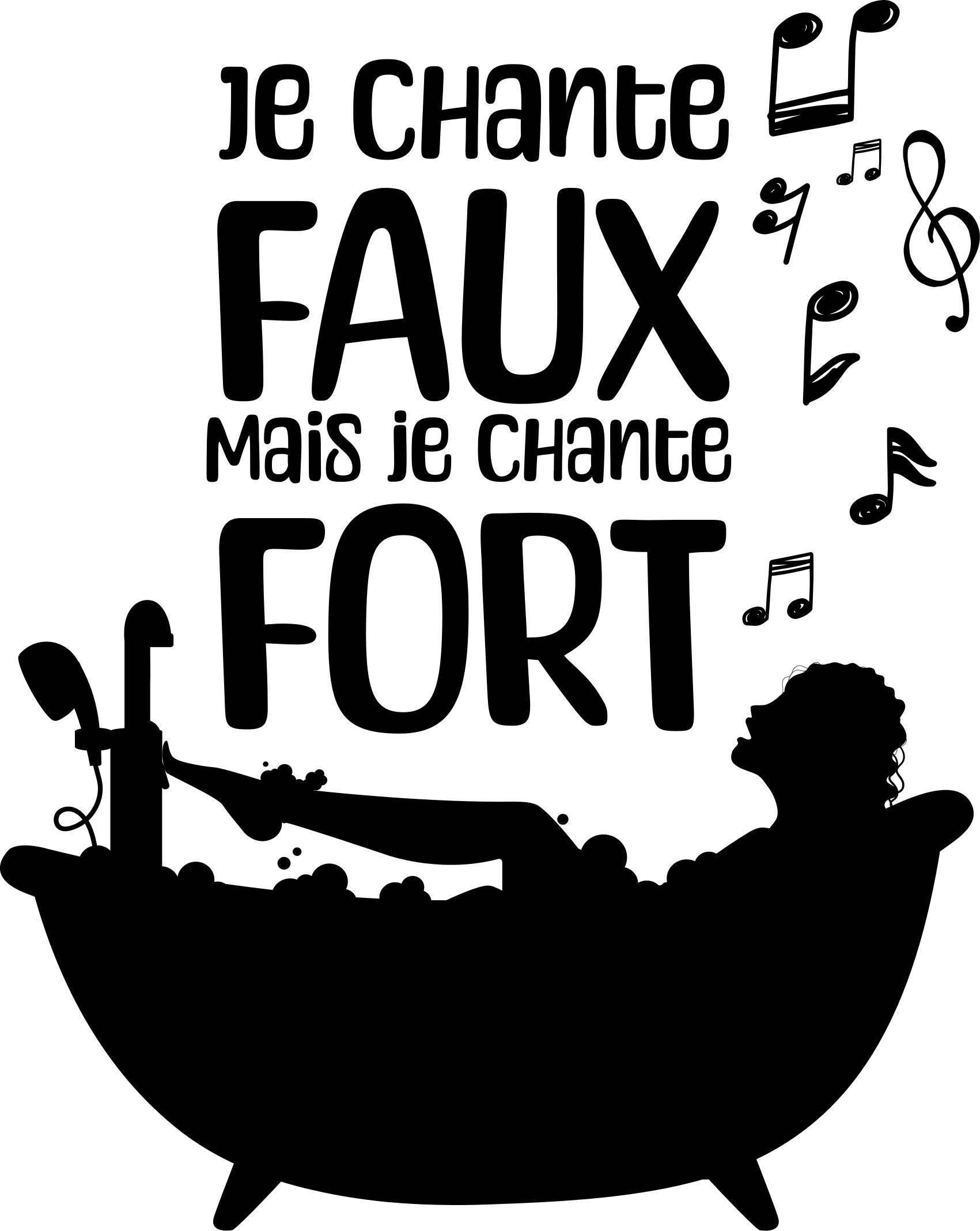 Sticker salle de bain Je chante faux mais fort - TenStickers