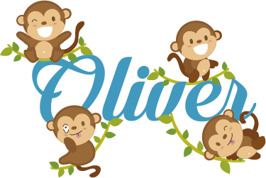 Four funny monkeys children's room sticker - TenStickers