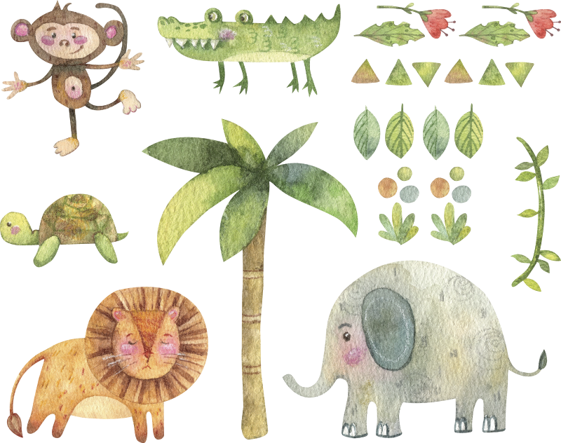 Stickers jungle enfant animaux - TenStickers