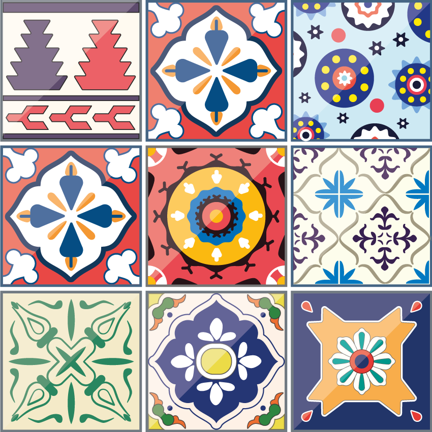 厨房贴纸 彩色装饰瓷砖 - TenStickers