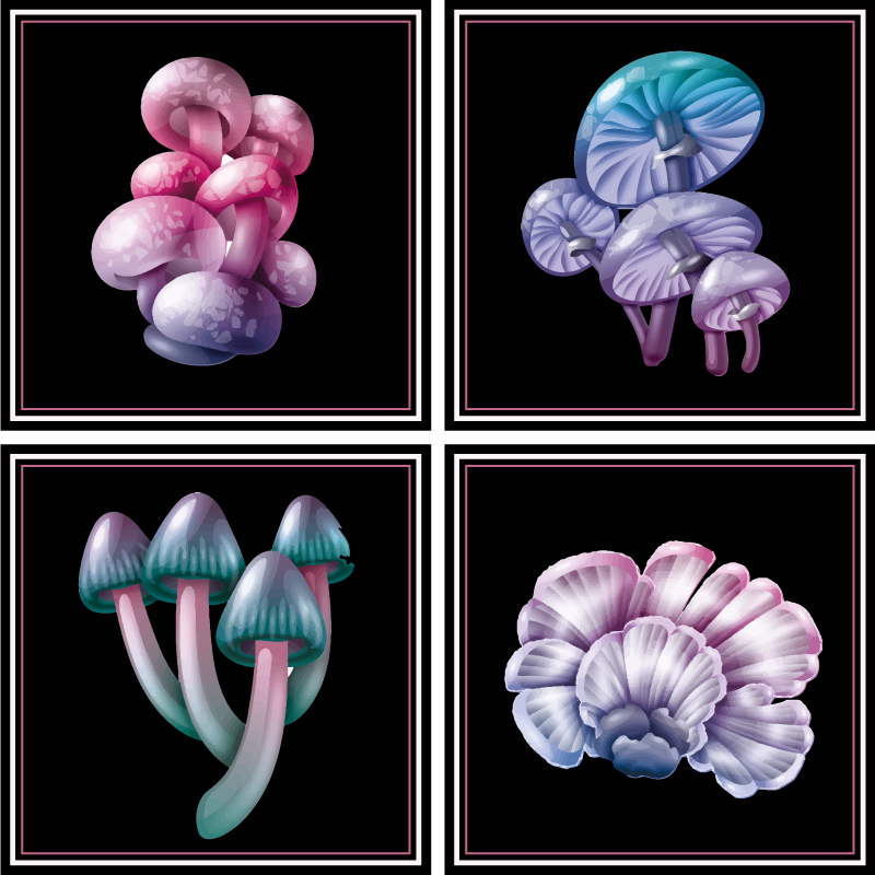 magic mushrooms tile sticker - TenStickers