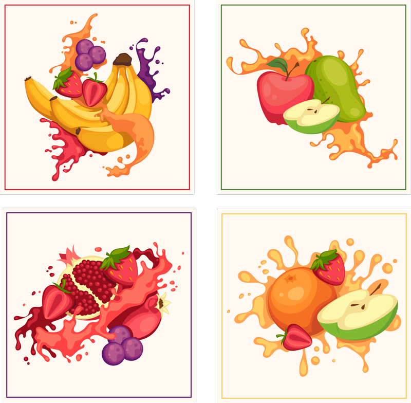 Adesivo murale cucina piastrelle di collage di frutta - TenStickers