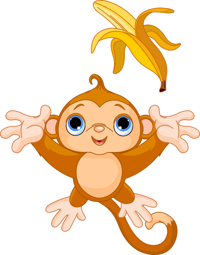 Monkey with banana stickers children's room - TenStickers
