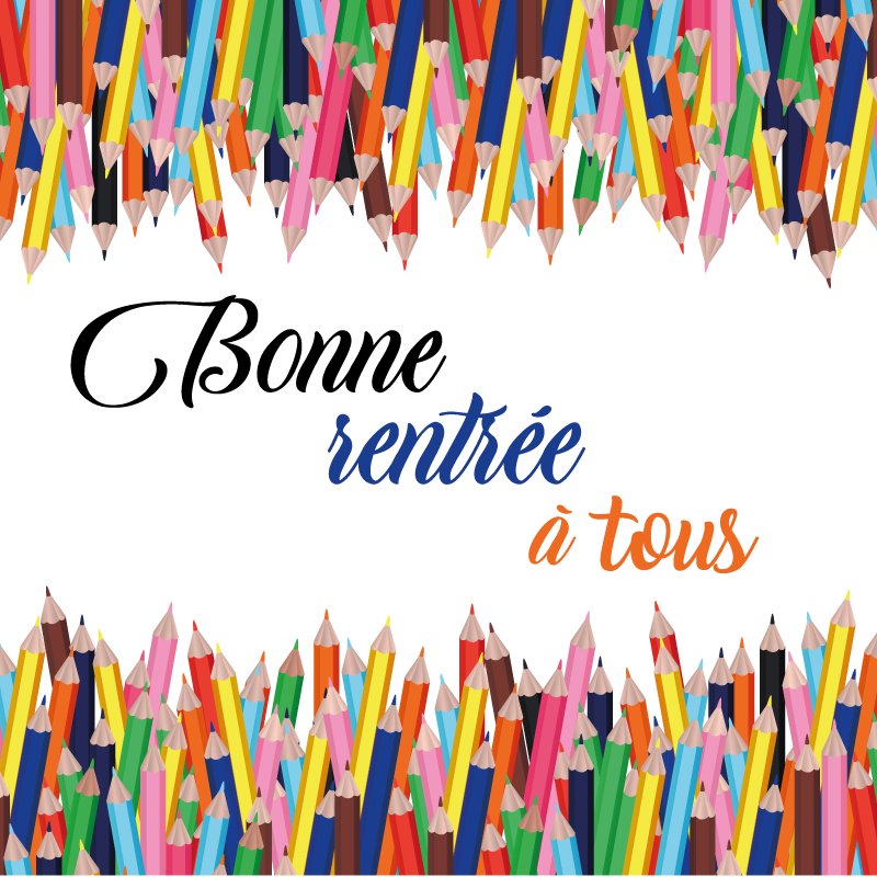 Sticker bonne rentrée à tous avec crayons - TenStickers