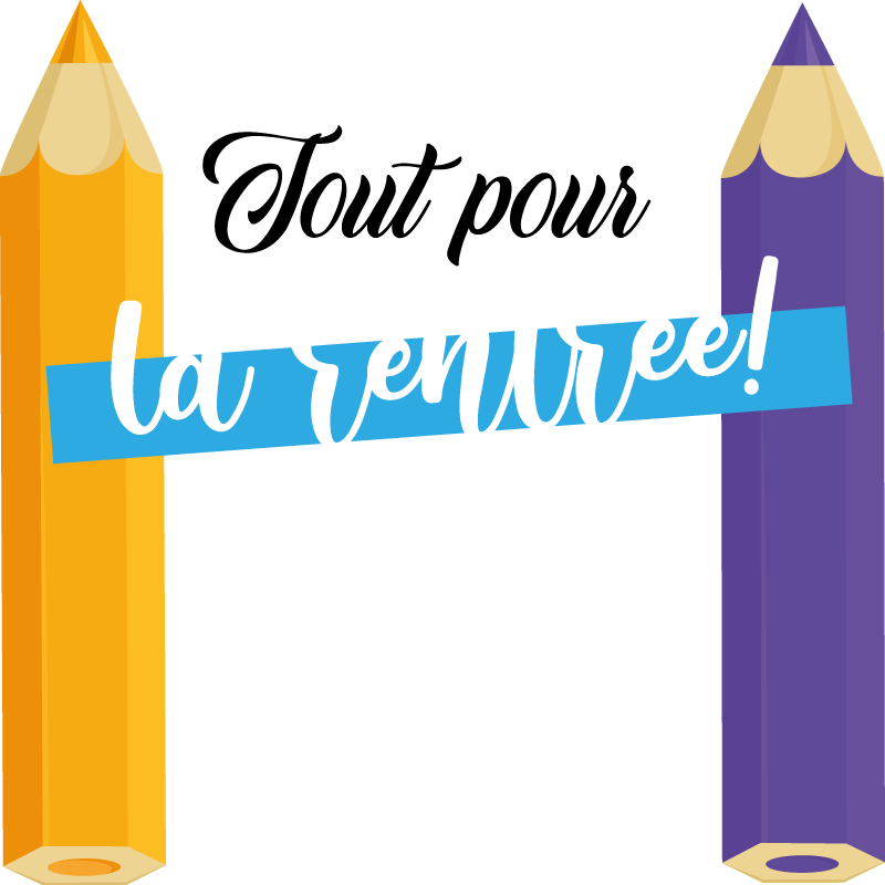 Sticker "Tout pour la rentrée" avec crayons - TenStickers