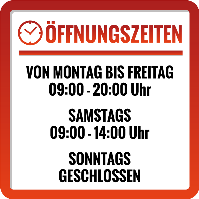 Öffnungszeiten Aufkleber roter Rand - TenStickers