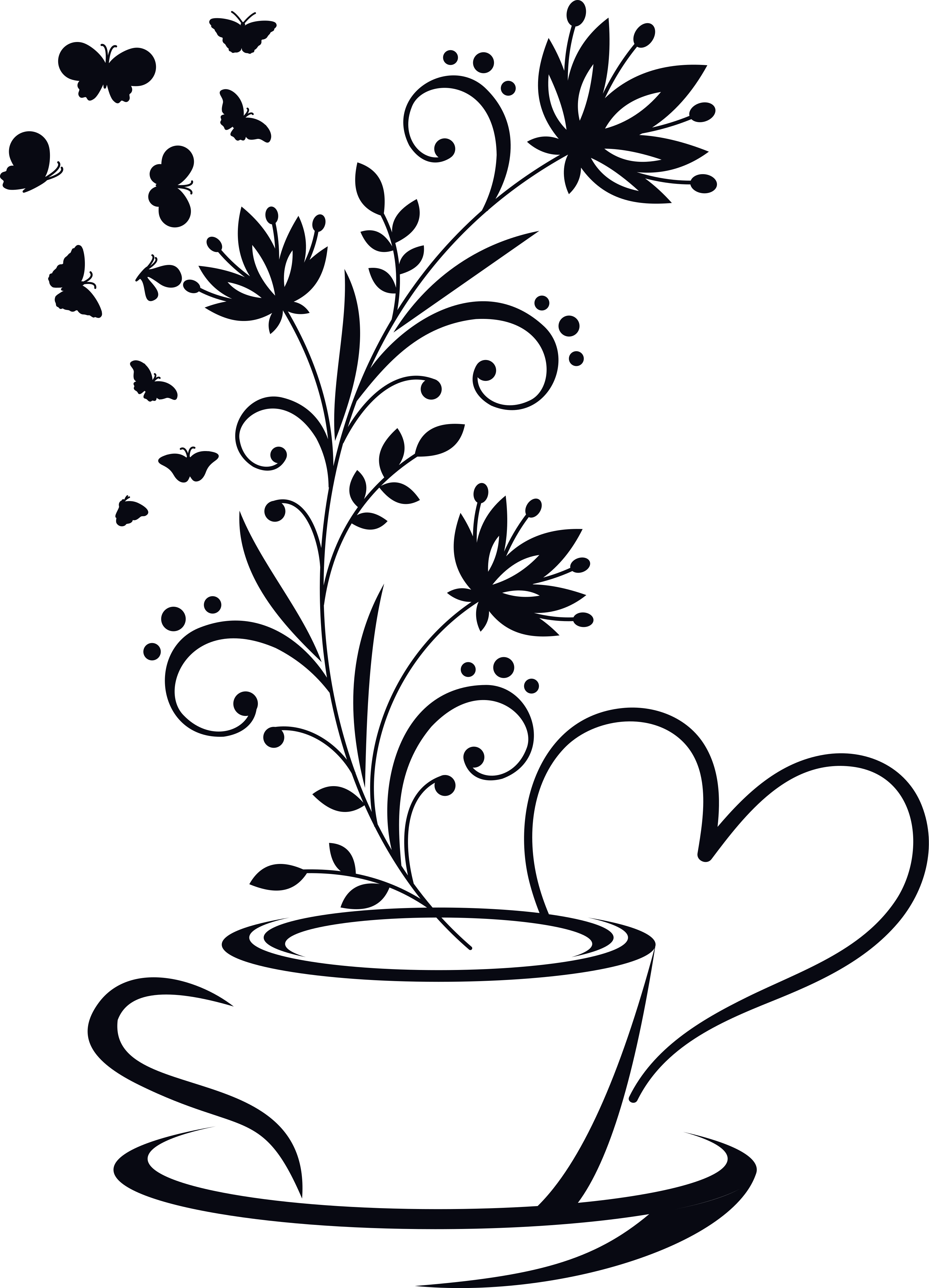 Wandtattoo Küche kaffee mit Blumen - TenStickers