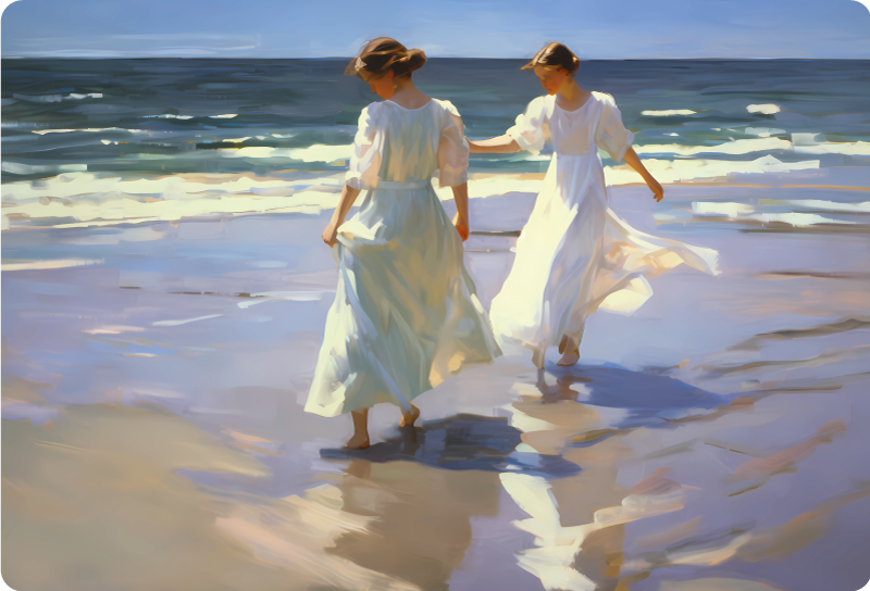 Pegatina para portátil Paseo por la orilla del mar - TenVinilo